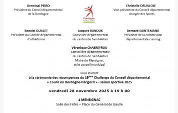 Récompense Challenge &quot;Courir en Dordogne&quot; 28-11 Mensignac