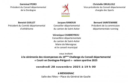 Récompense Challenge &quot;Courir en Dordogne&quot; 28-11 Mensignac